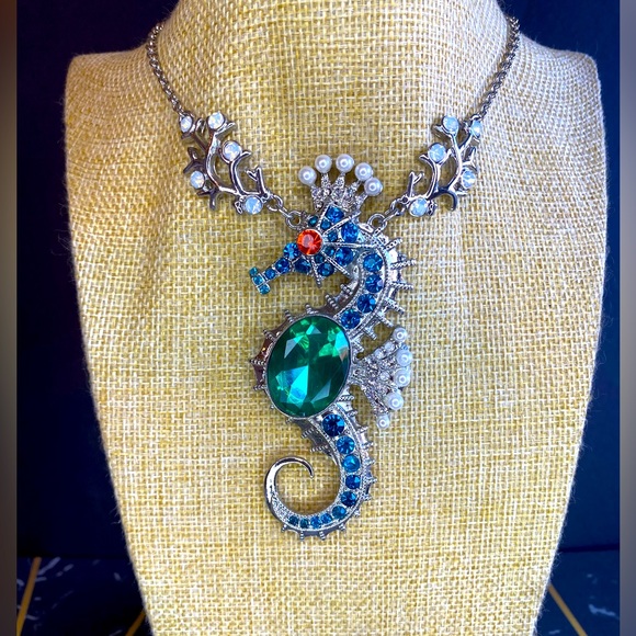 Betsey Johnson Jewelry - Vintage Betsey Johnson Jeweled Seahorse Necklace